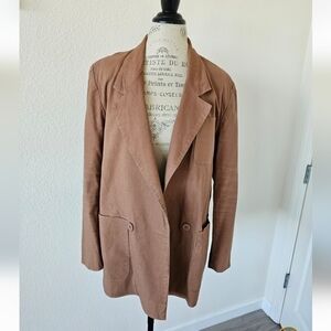 Buffo Oversized Taupe Beige Brown Cotton Ramie Blend Blazer Size Medium